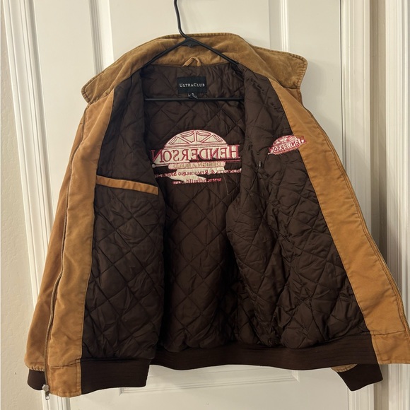 Men's Tan Bomber Jacket with Embroidered Logo - Picture 8 of 9